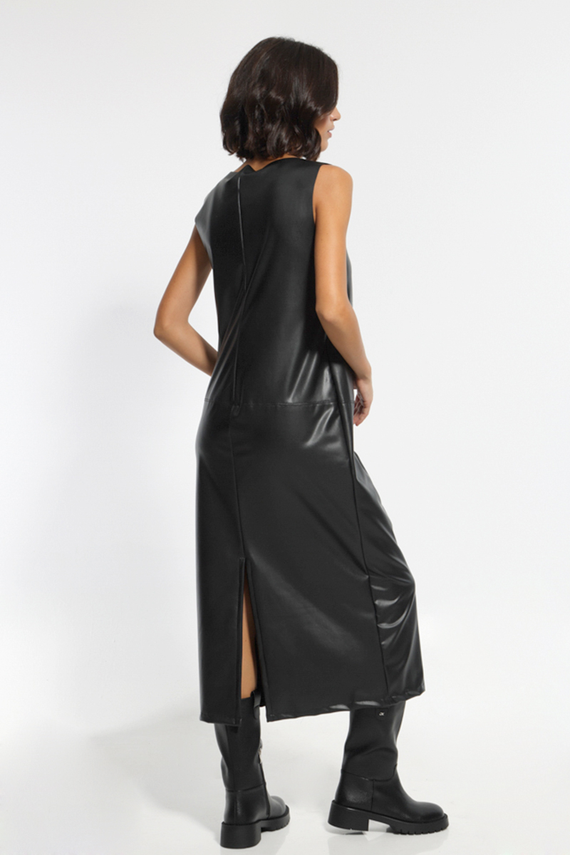 FULL BODY BLACK LEATHER LOOK DRESS