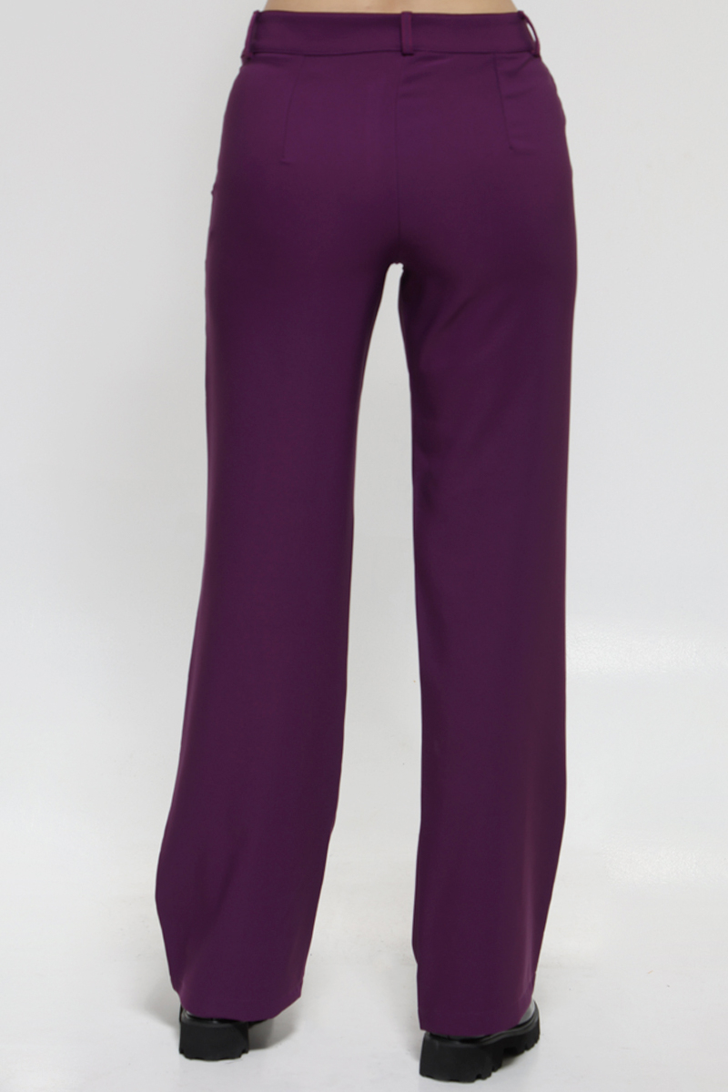 PURPLE PANTS WITH WIDE STRIPE ELASTIC WAIST