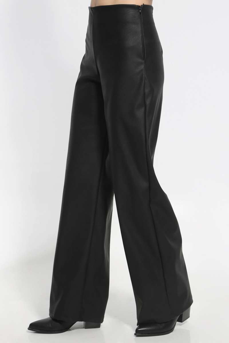 WIDE PANTS BLACK LEATHER LOOK