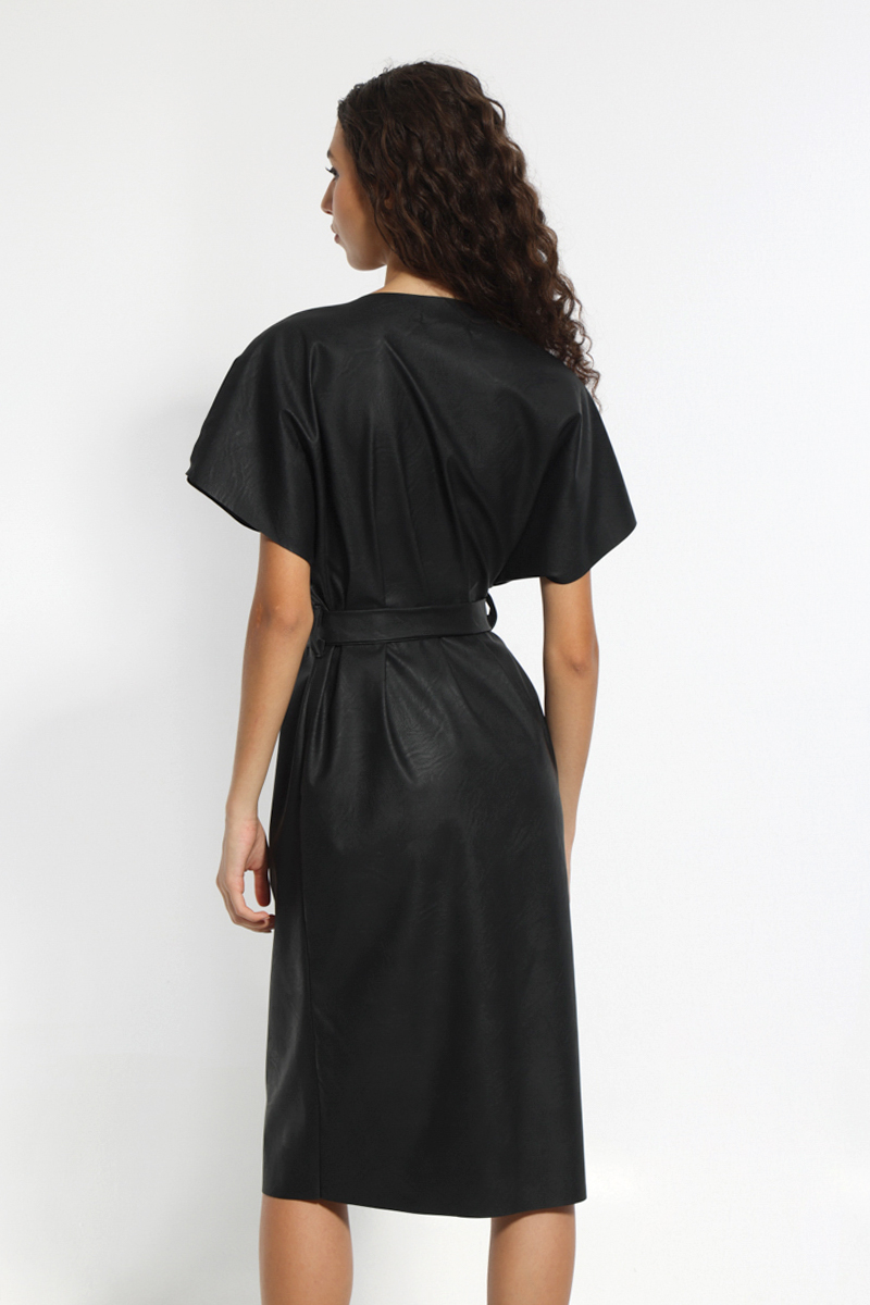 BLACK DRESS WITH WAIST BELT