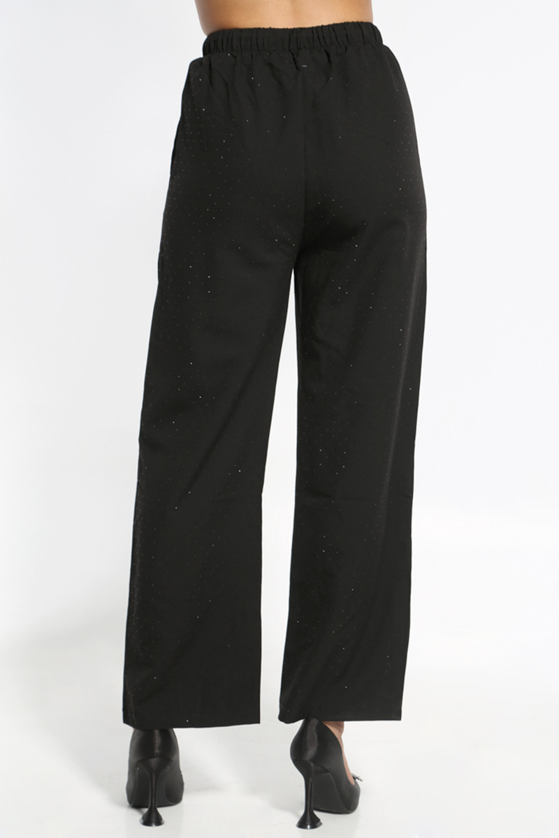 WIDE PANTS WITH ELASTIC WAIST BLACK WITH POCKETS