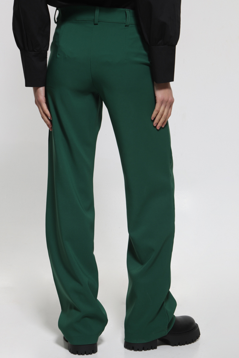 GREEN PANTS WITH WIDE STRIPE ELASTIC WAIST