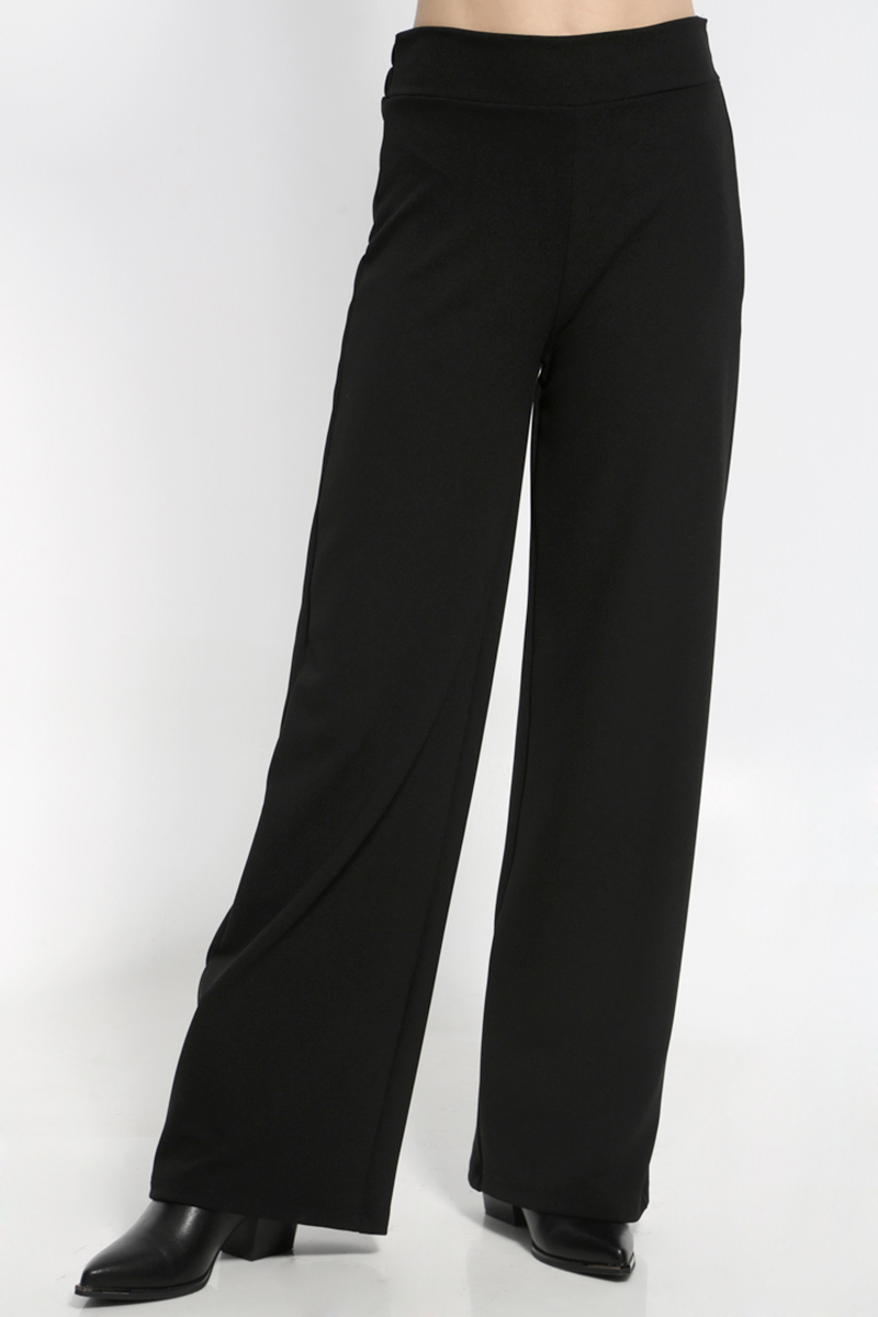 BLACK WIDE PANTS WITH ELASTIC WAIST