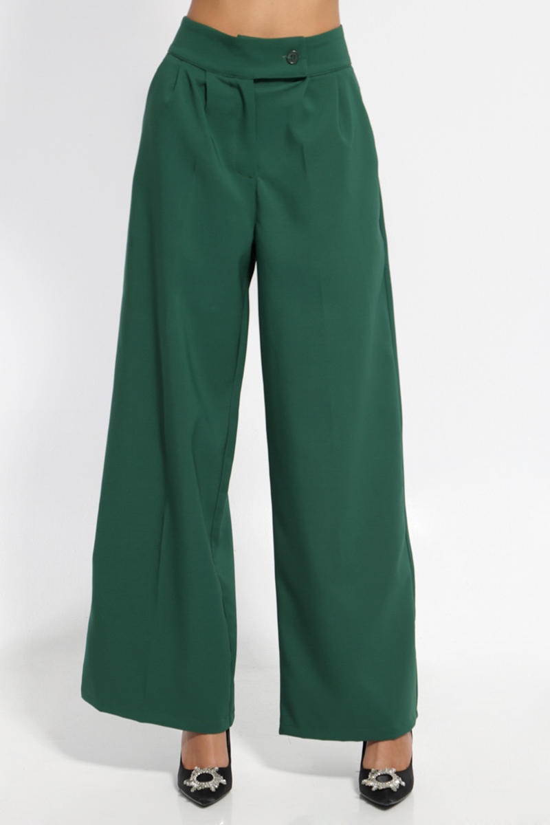 GREEN WIDE PANTS WITH POCKETS