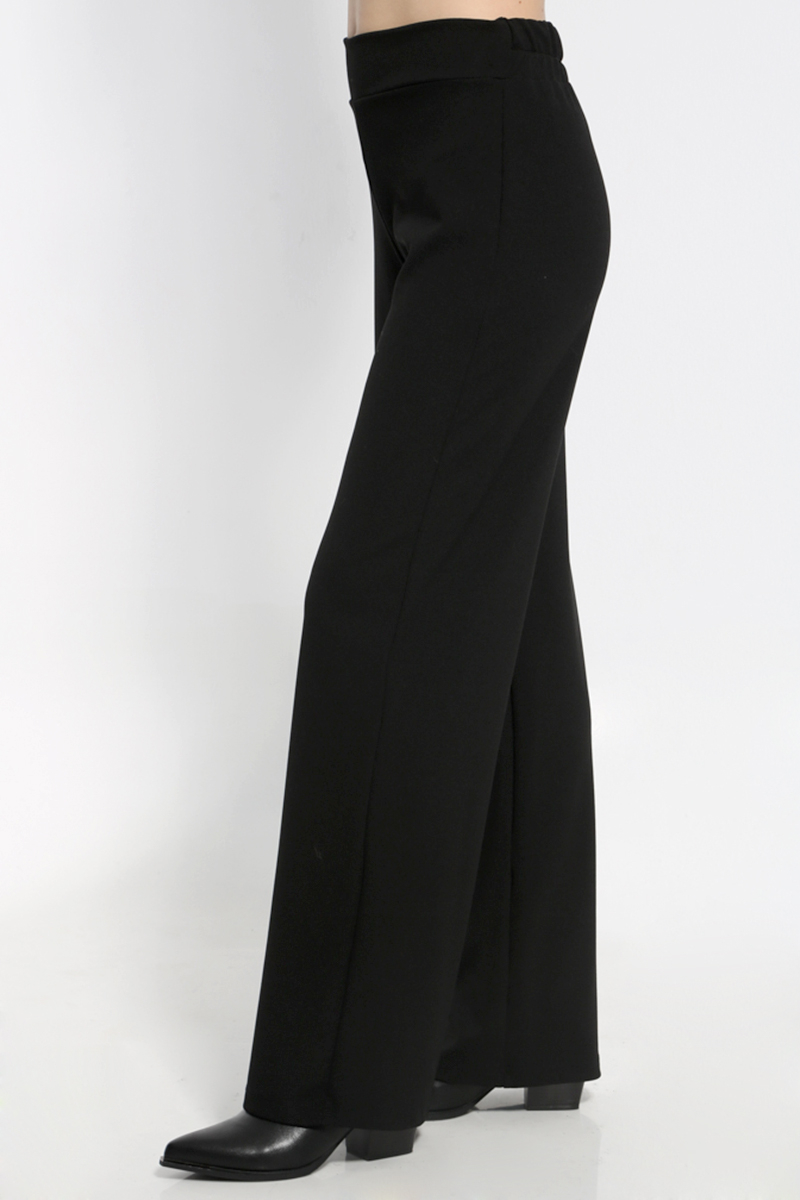 BLACK WIDE PANTS WITH ELASTIC WAIST