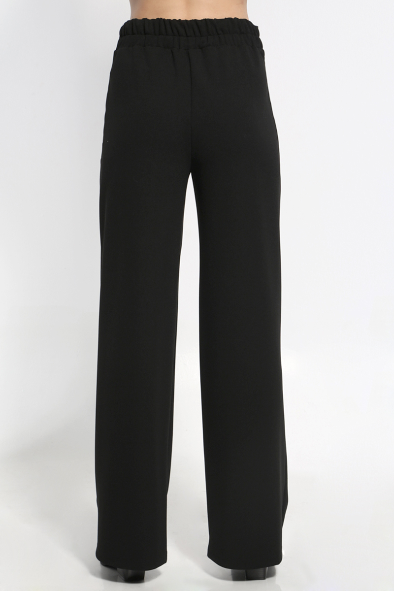 BLACK WIDE PANTS WITH ELASTIC WAIST