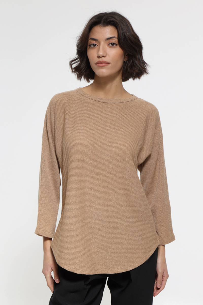 LONG SLEEVE BLOUSE IN CAMEL COLOR