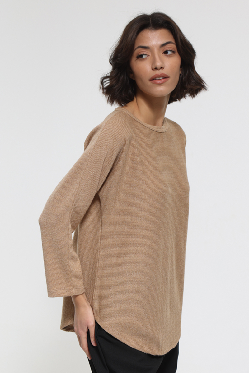 LONG SLEEVE BLOUSE IN CAMEL COLOR