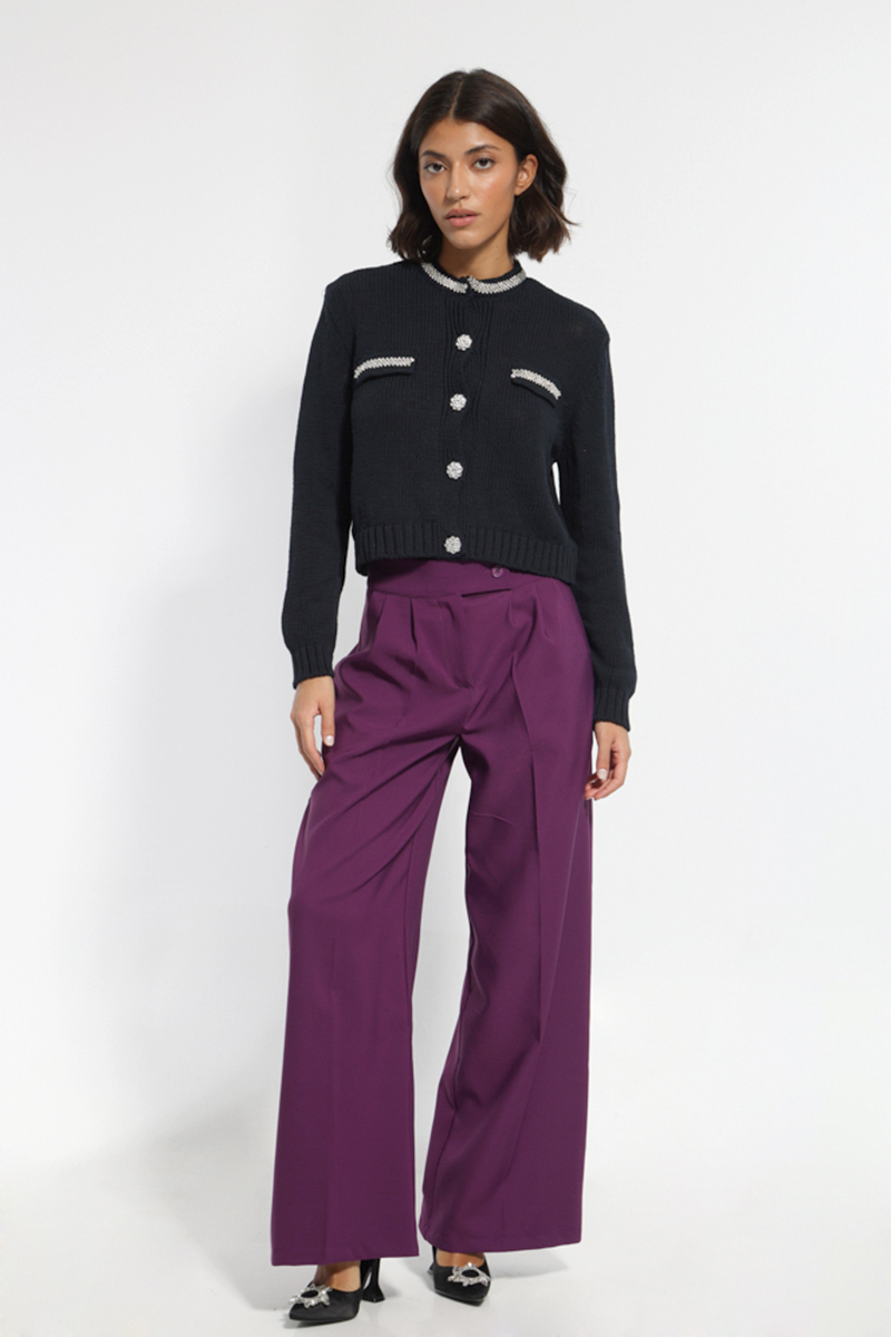 PURPLE WIDE PANTS WITH POCKETS