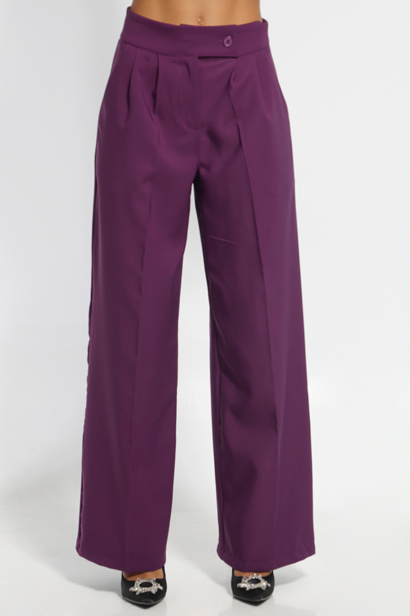 PURPLE WIDE PANTS WITH POCKETS