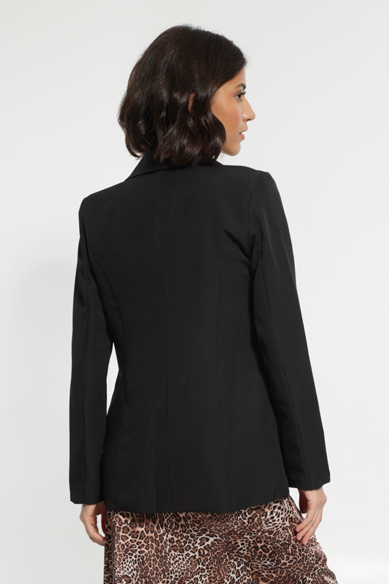 BLACK ASYMMETRIC JACKET WITH BUTTONS