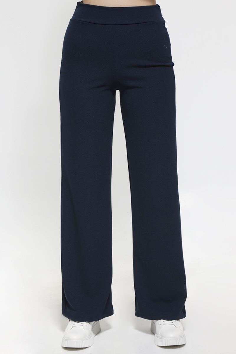 BLACK PANTS WITH WIDE STRIPE ELASTIC WAIST