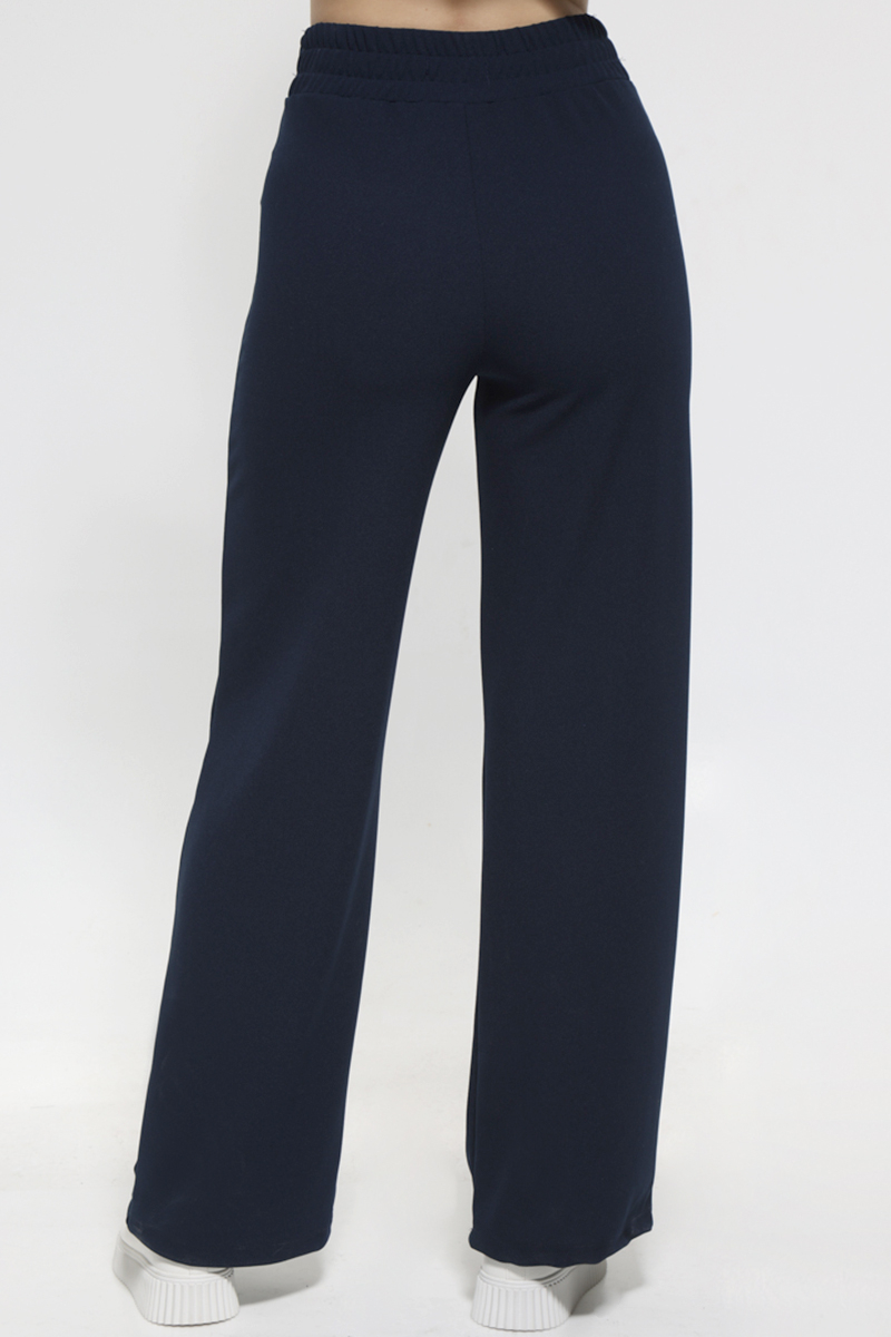 BLACK PANTS WITH WIDE STRIPE ELASTIC WAIST