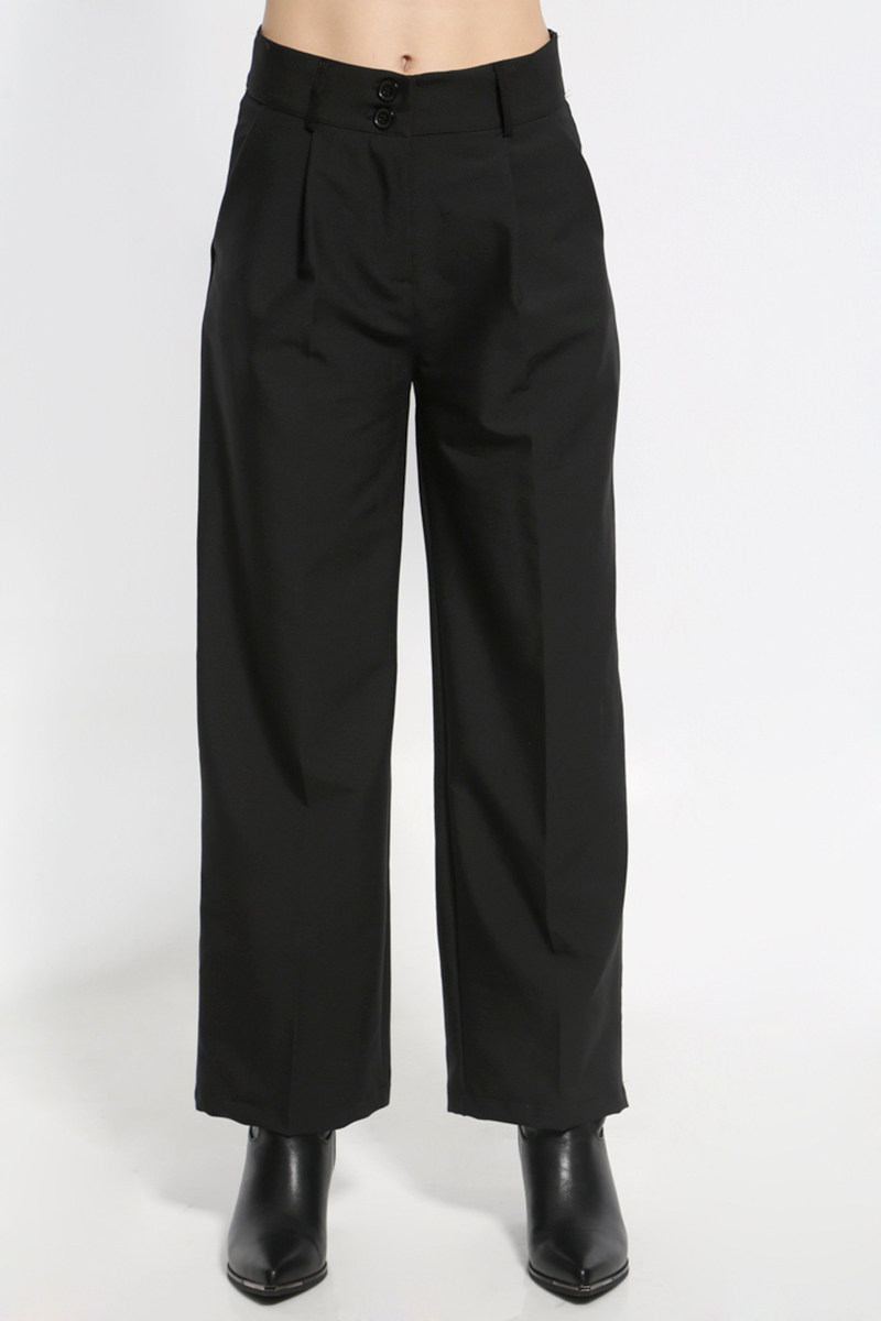 BLACK WIDE LEG TROUSERS