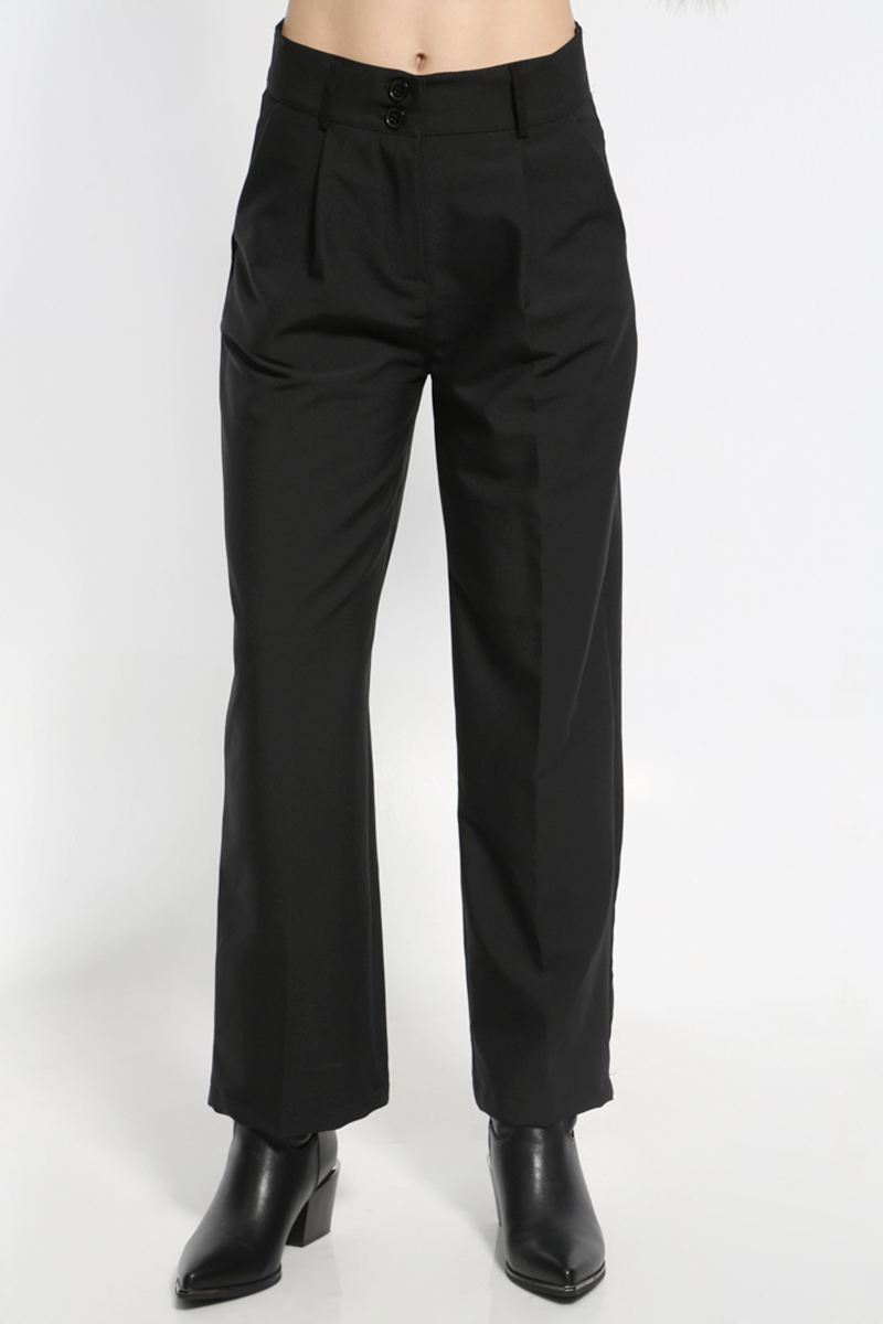 BLACK WIDE LEG TROUSERS