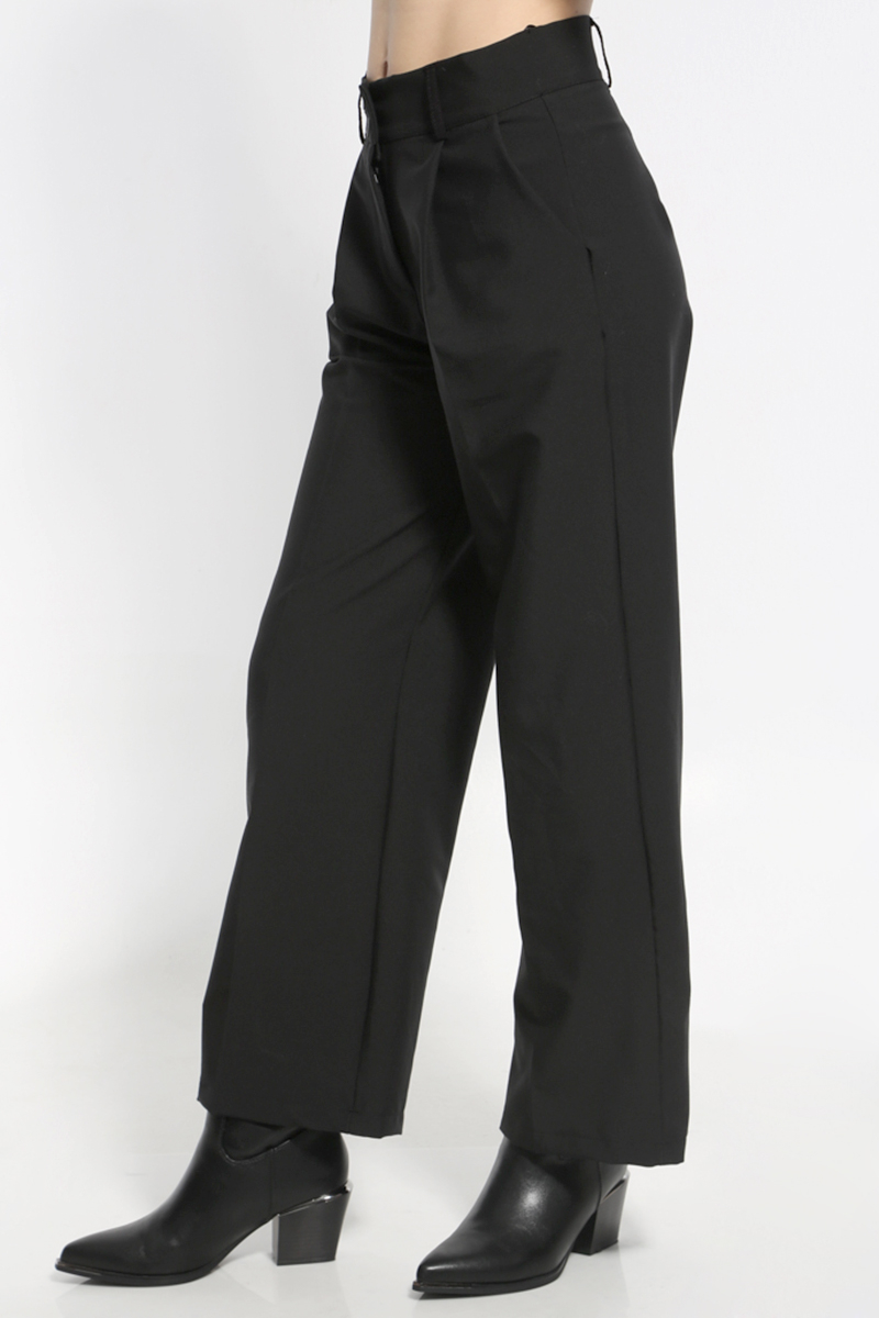 BLACK WIDE LEG TROUSERS