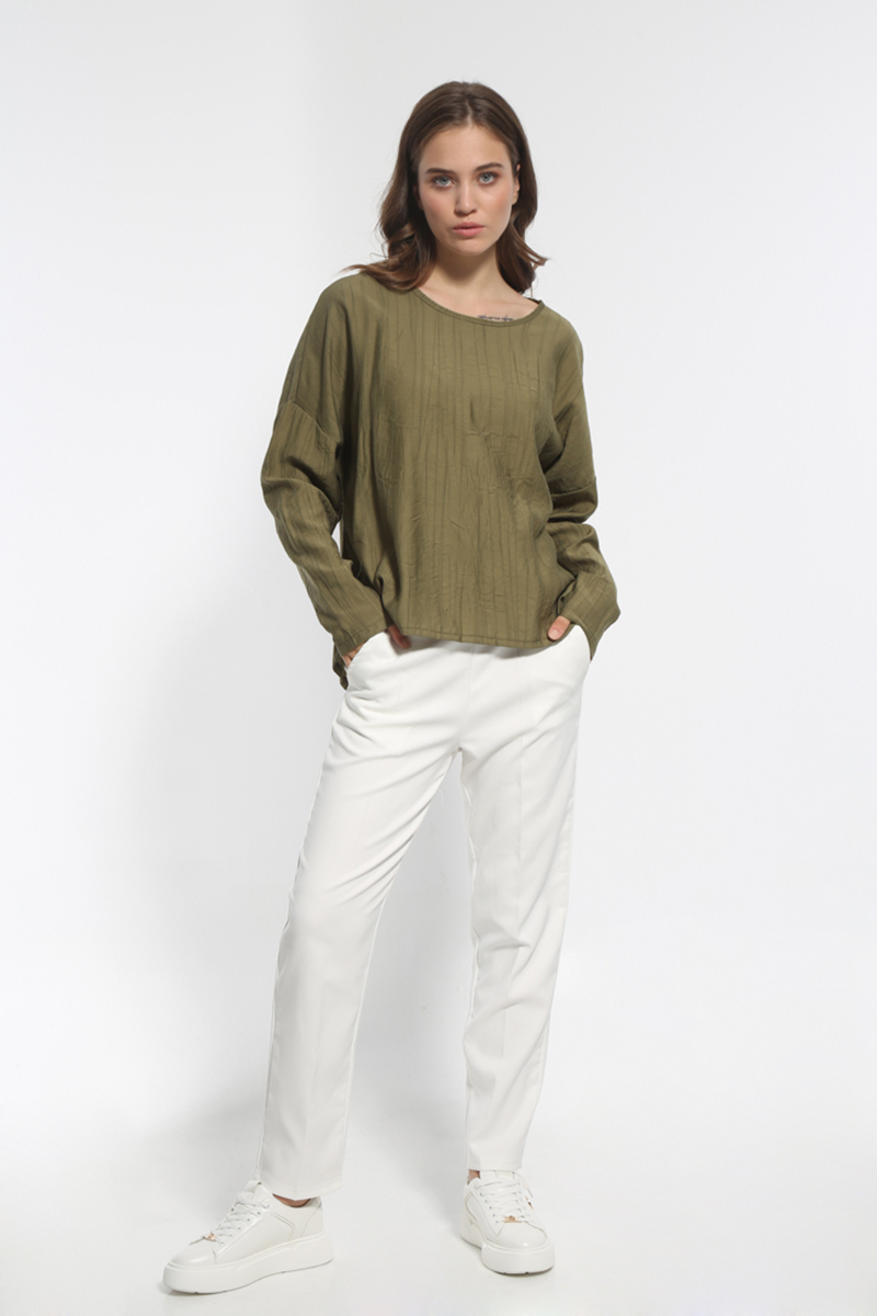 COMFORTABLE OIL LONG SLEEVED BLOUSE