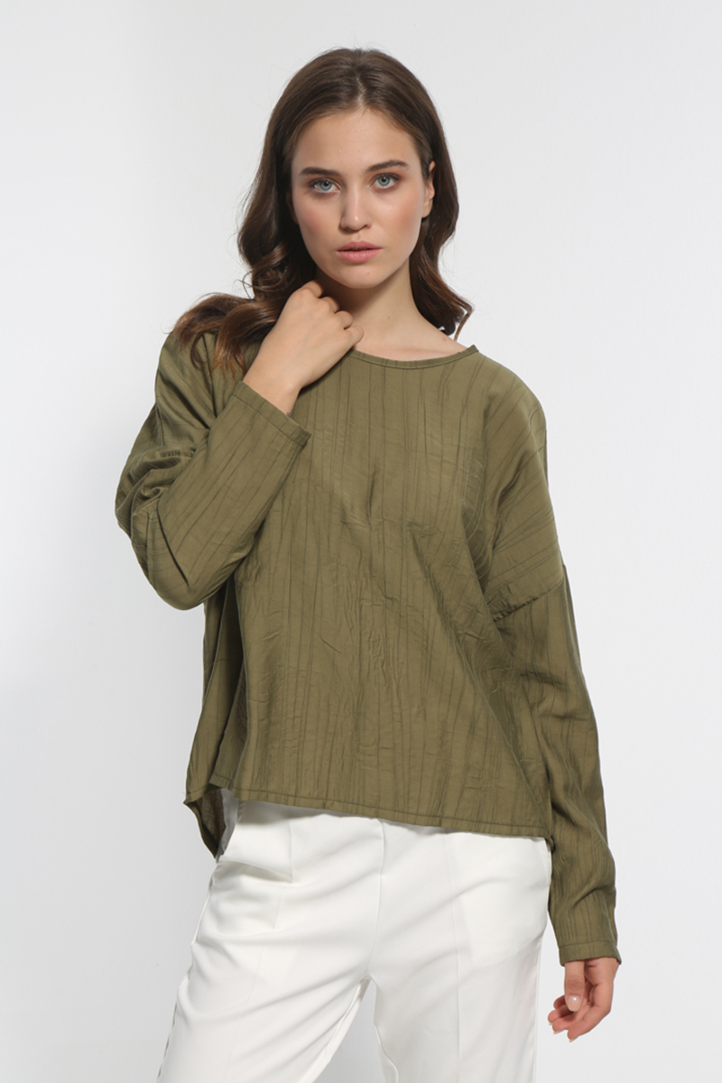 COMFORTABLE OIL LONG SLEEVED BLOUSE