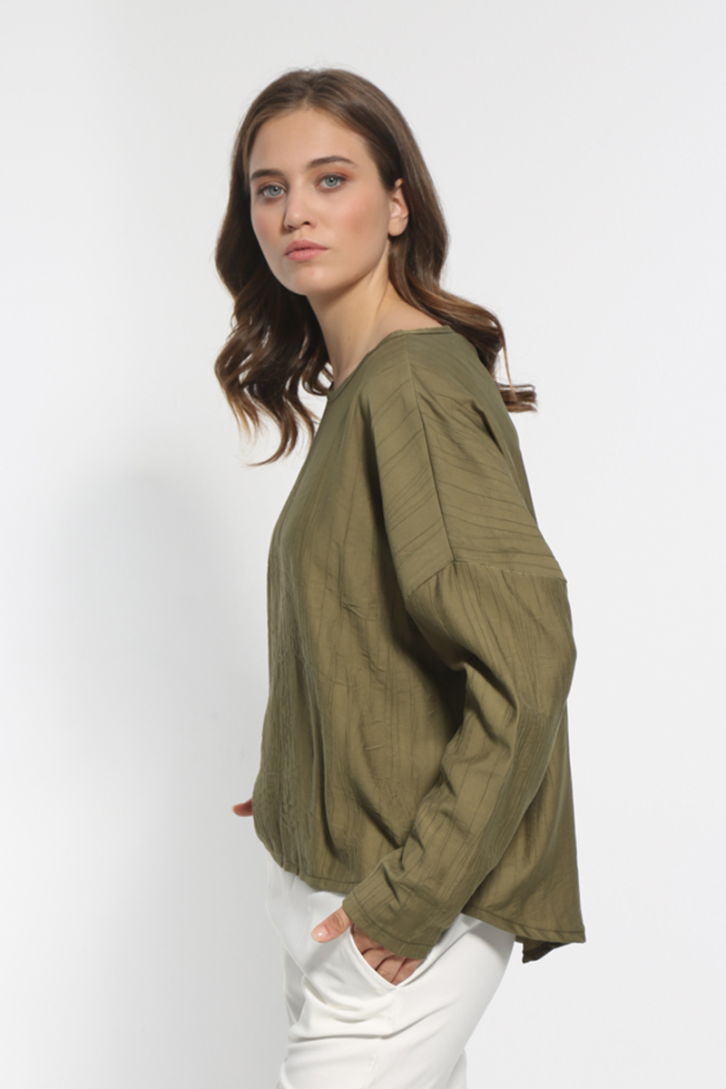 COMFORTABLE OIL LONG SLEEVED BLOUSE