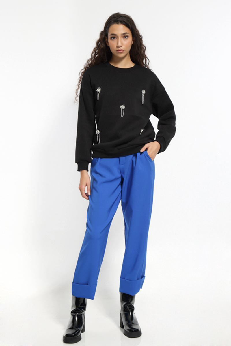 ROYAL BLUE PANTS IN A STRAIGHT LINE WITH REVERSES