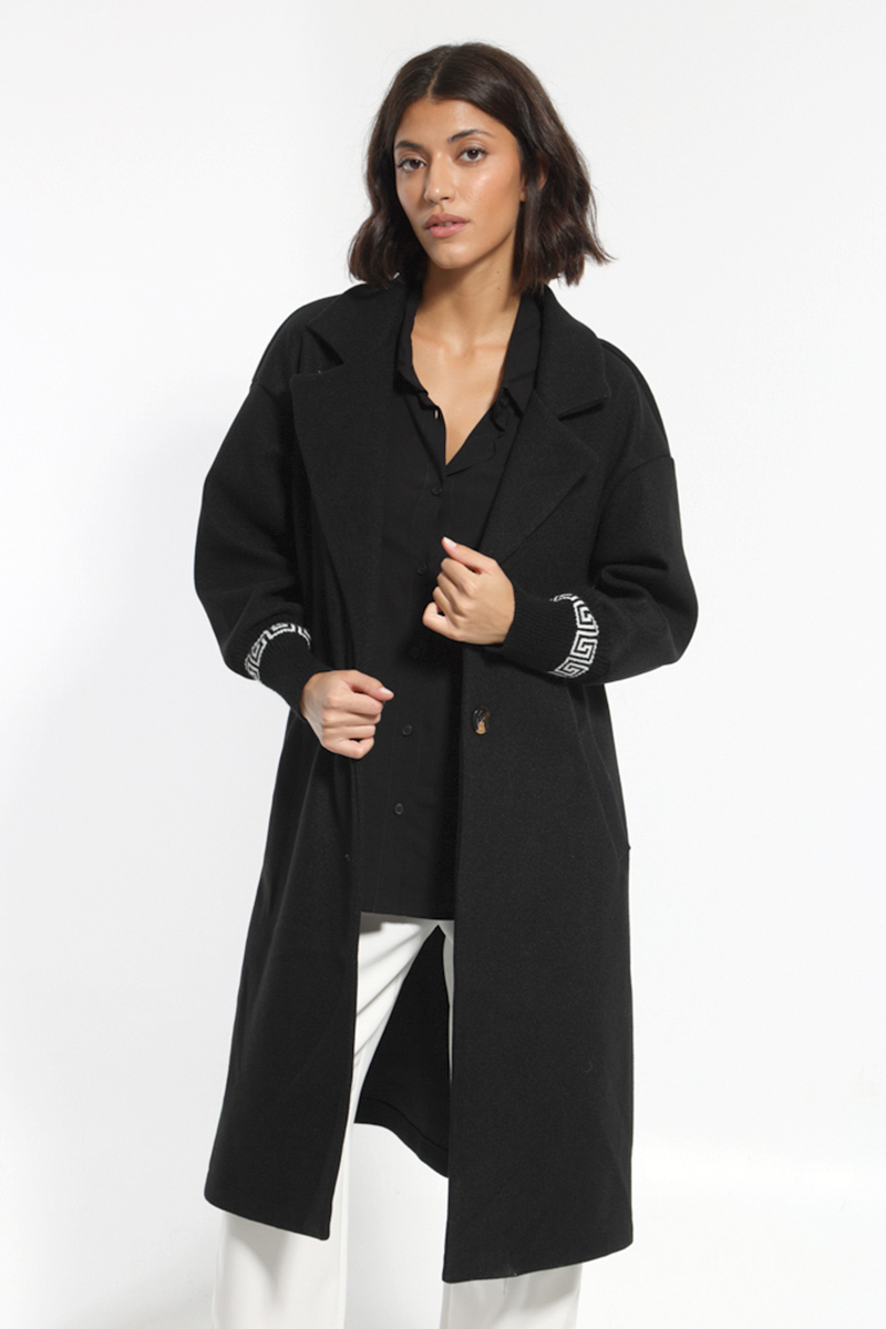 BLACK LONG COAT WITH BUTTONS