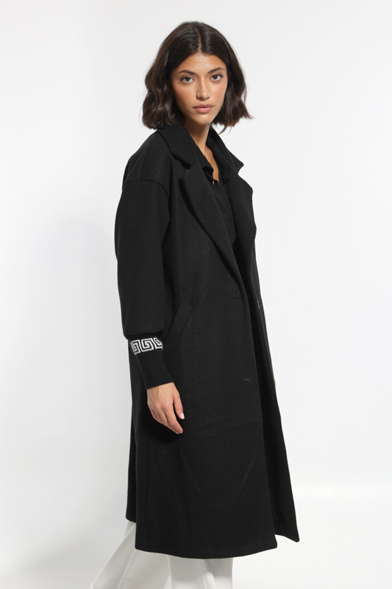 BLACK LONG COAT WITH BUTTONS