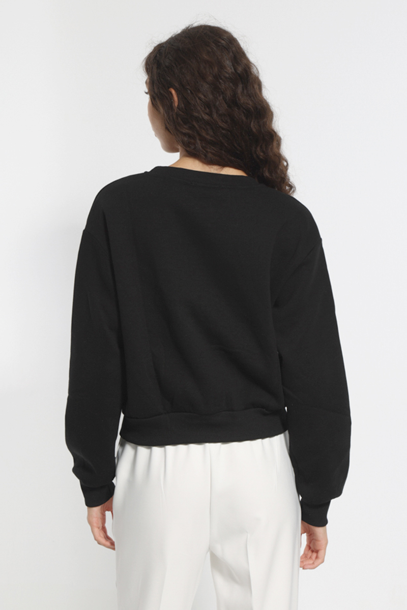 BLACK SWEATSHIRT WITH DETAILS