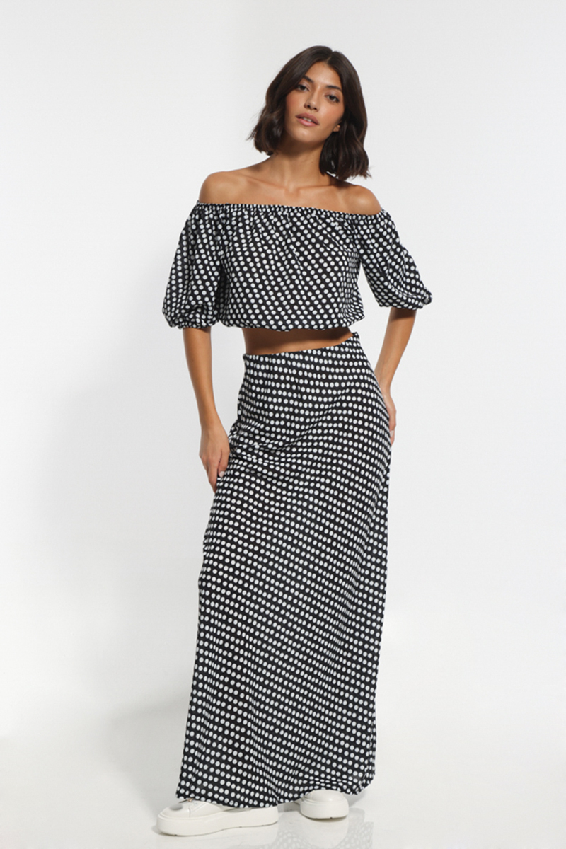 SPOTTED MAXI SKIRT