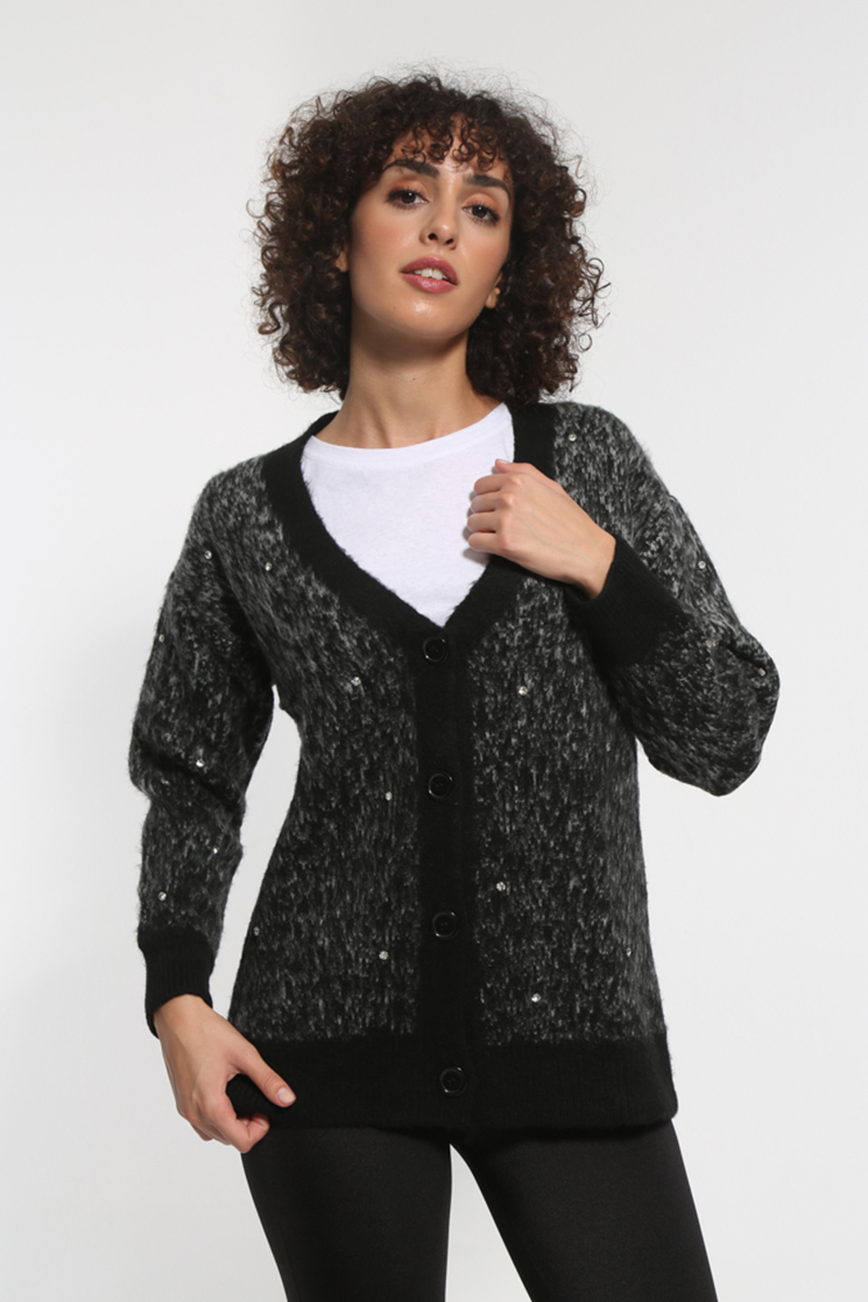 BLACK KNIT JACKET WITH BUTTONS