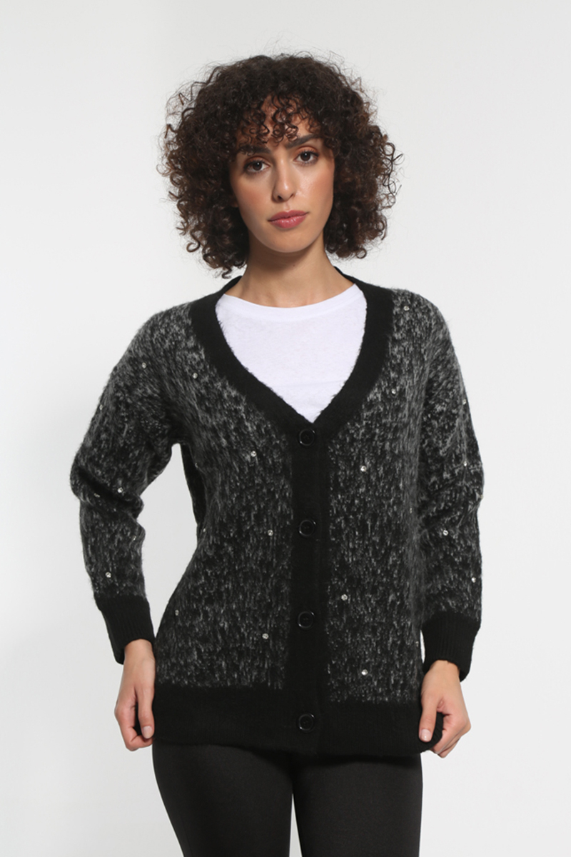 BLACK KNIT JACKET WITH BUTTONS