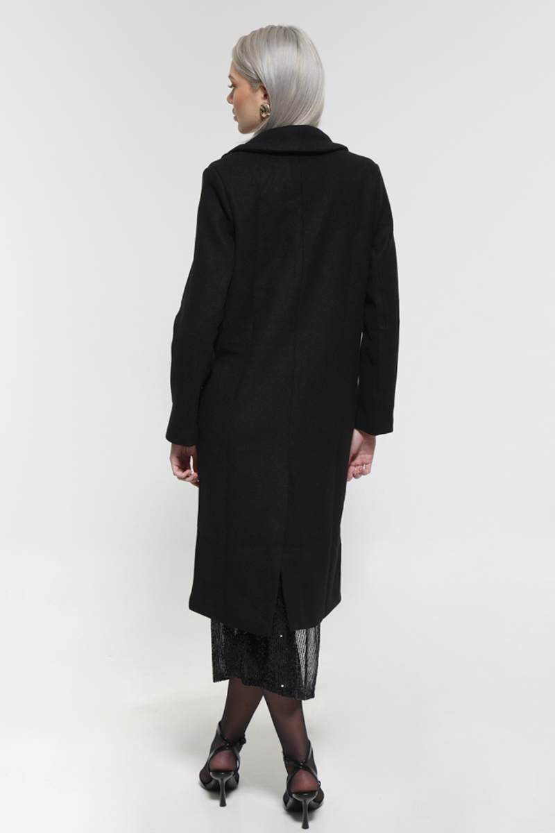 BLACK LONG COAT WITH POCKETS