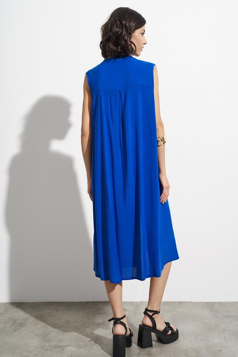 LONG VISCOSE DRESS WITH BUTTONS