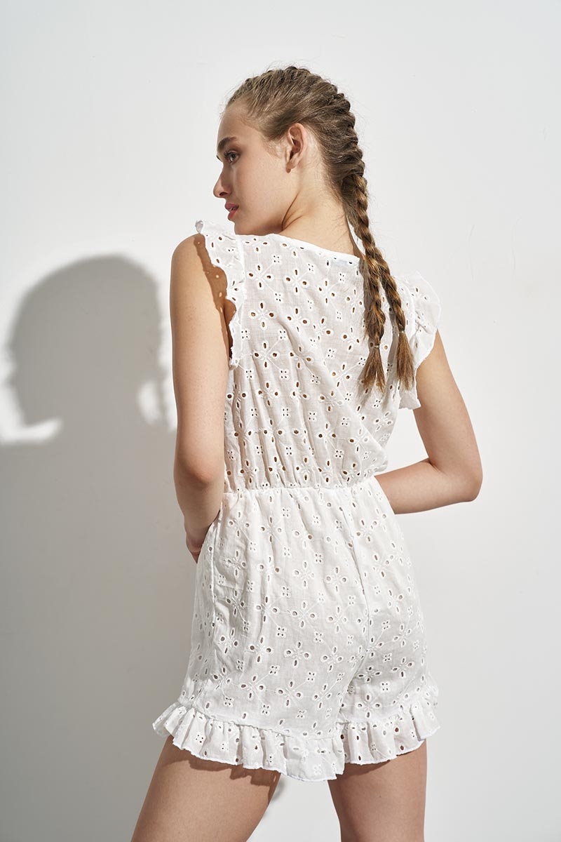 SLEEVELESS & SHORT JUMPSUIT, LACE OF COTTON