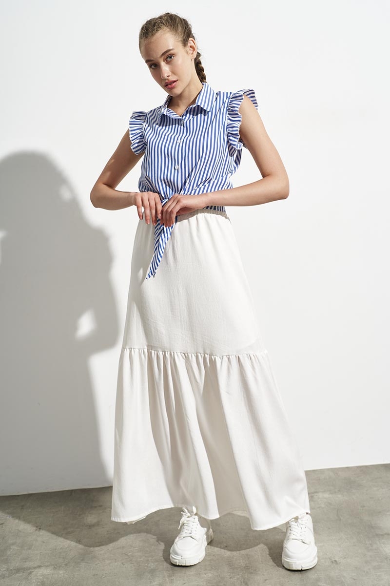 MAXI RUFFLED SKIRT WHITE