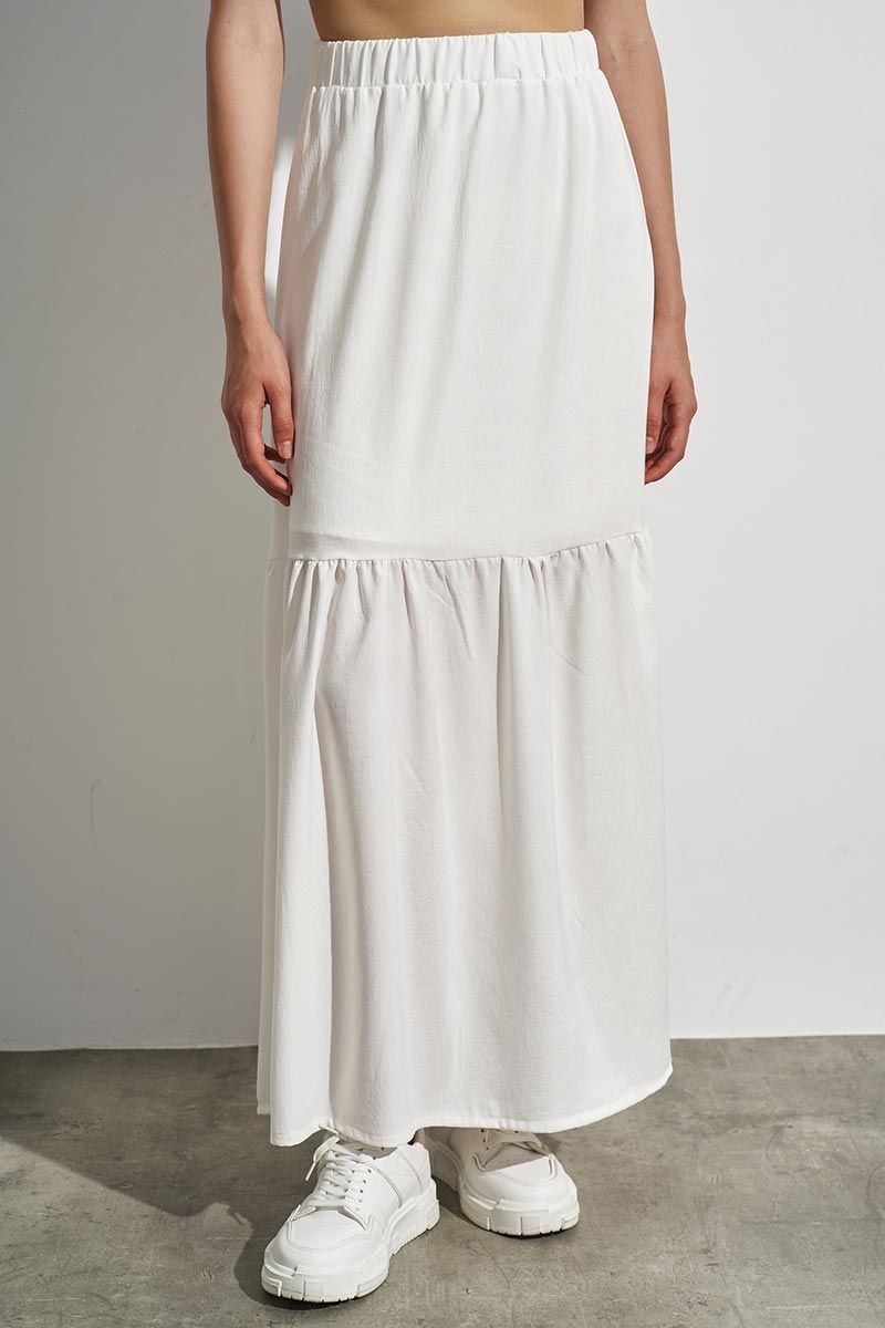 MAXI RUFFLED SKIRT WHITE