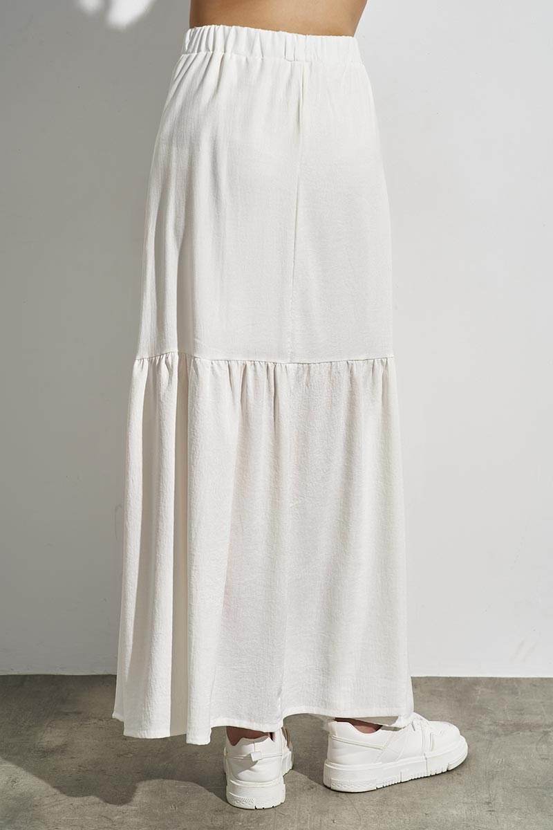 MAXI RUFFLED SKIRT WHITE