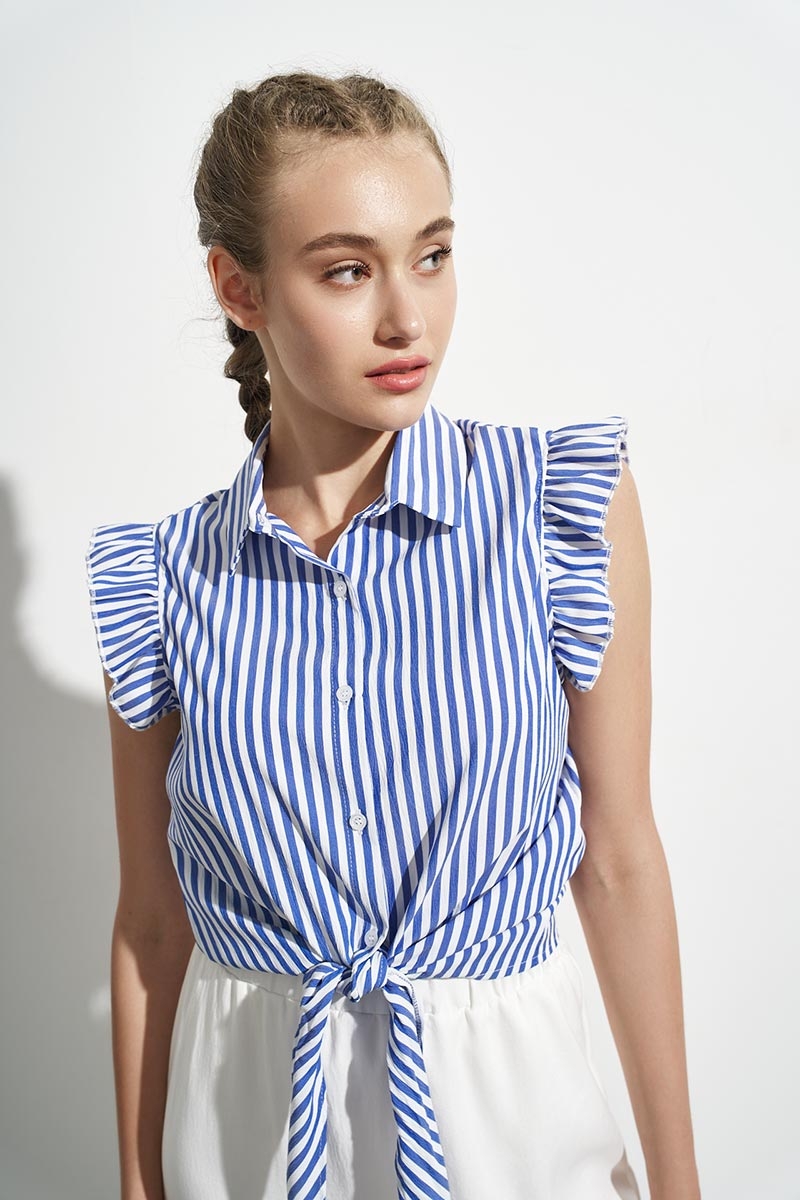 STRIPED SHIRT WITH TIE FRONT