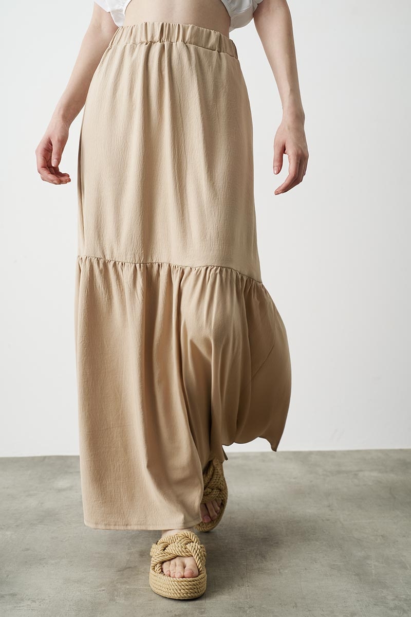 MAXI SKIRT WITH ELASTIC WAIST AND LINING