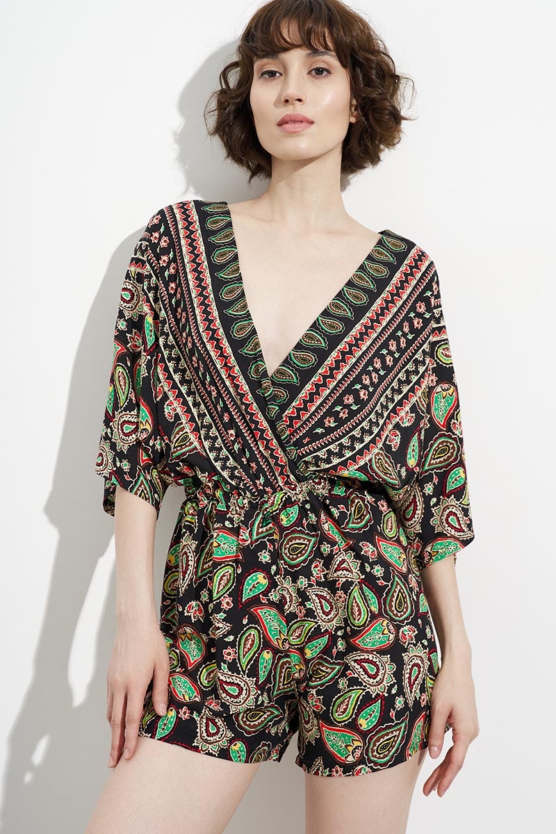 SHORT JUMPSUIT, VISCOSE, MULTICOLORED