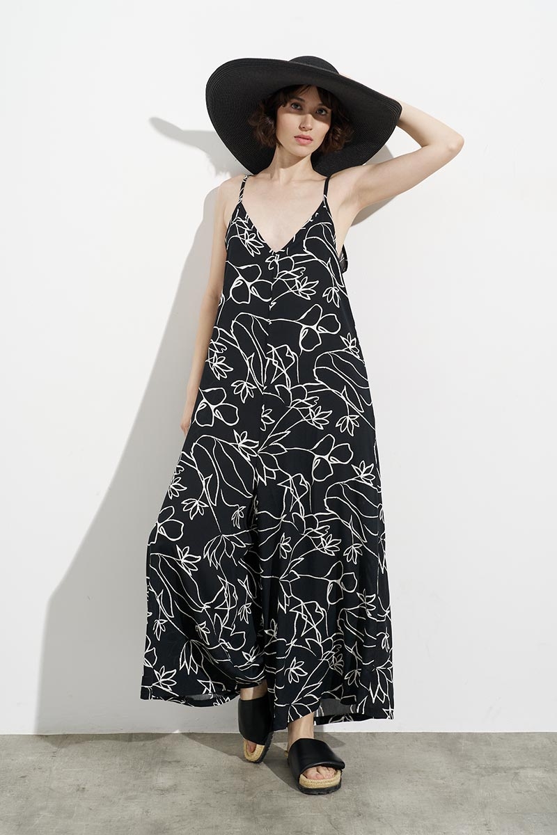 LOOSE JUMPSUIT WITH BRACES, BLACK