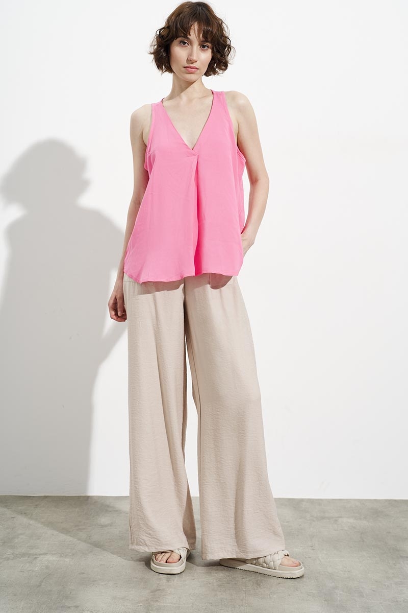 SLEEVELESS BLOUSE, VISCOSE, PINK