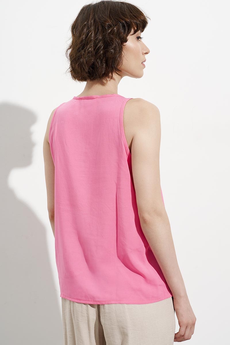 SLEEVELESS BLOUSE, VISCOSE, PINK