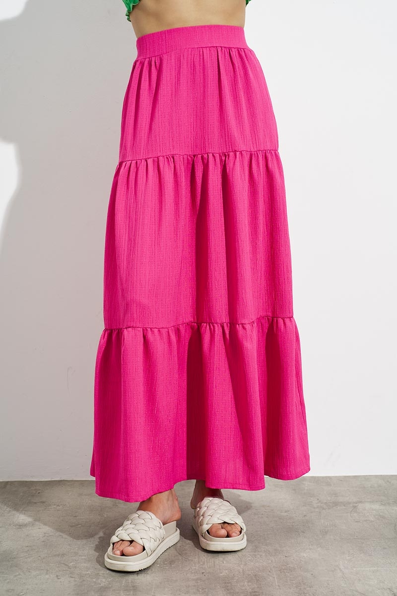 MAXI SKIRT WITH FOLDS FUCHIA