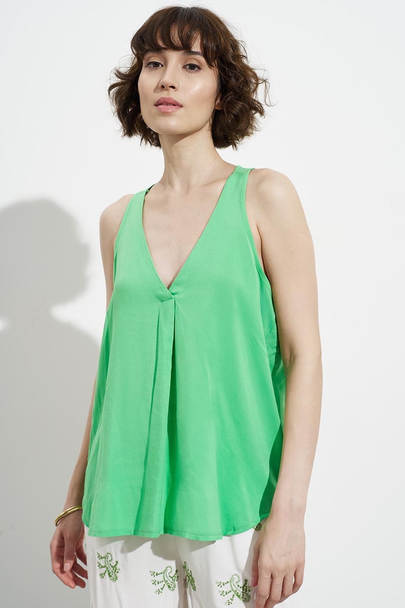 V-NECK TOP GREEN