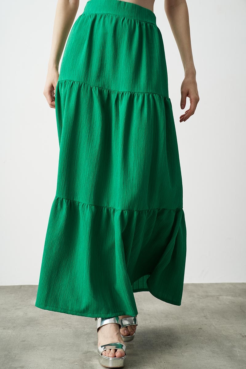 MAXI SKIRT WITH FOLDS GREEN