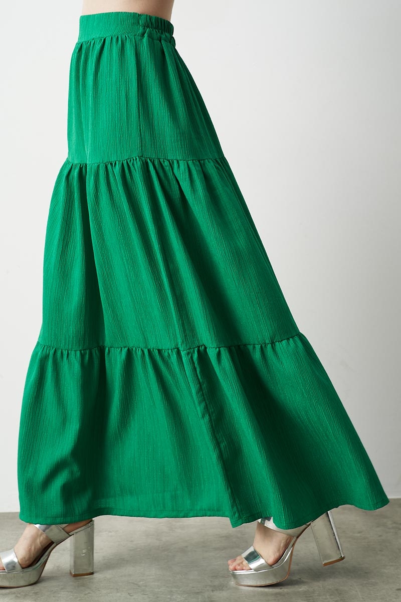 MAXI SKIRT WITH FOLDS GREEN