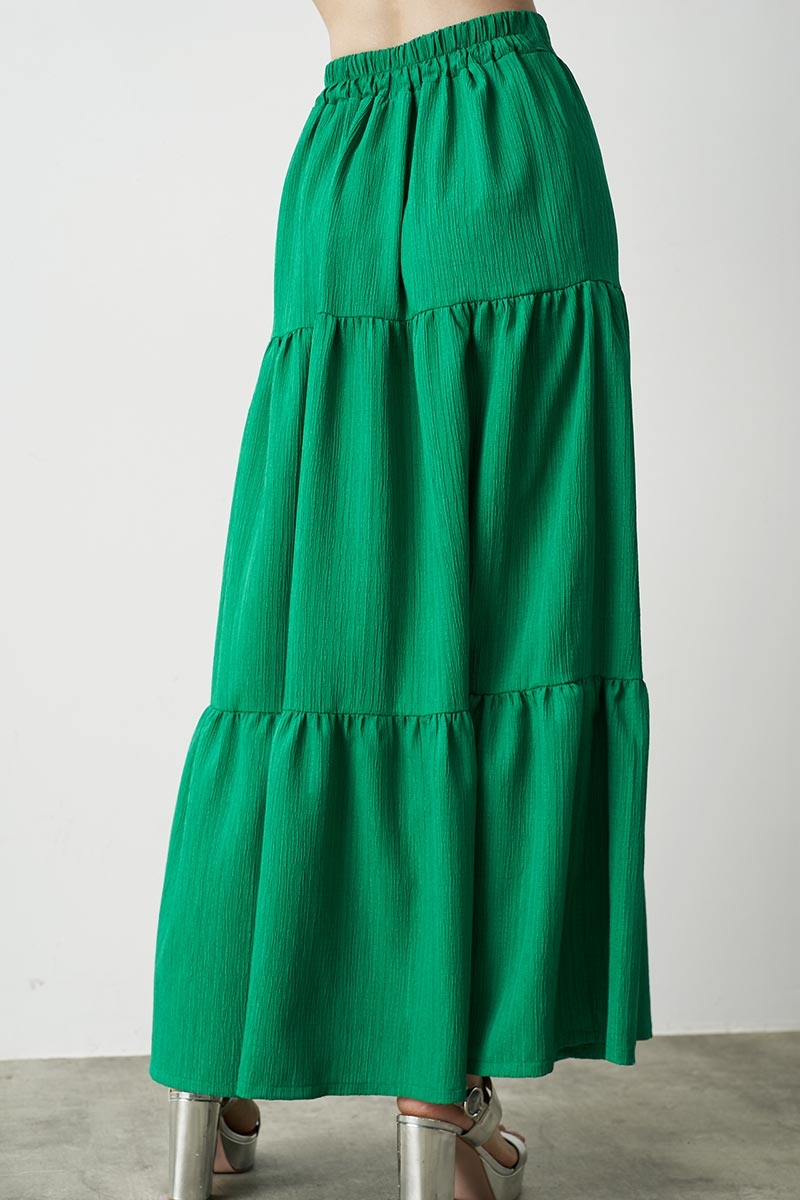 MAXI SKIRT WITH FOLDS GREEN