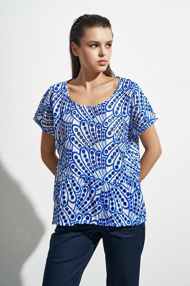 ROYAL BLUE BLOUSE WITH EMBROIDERY