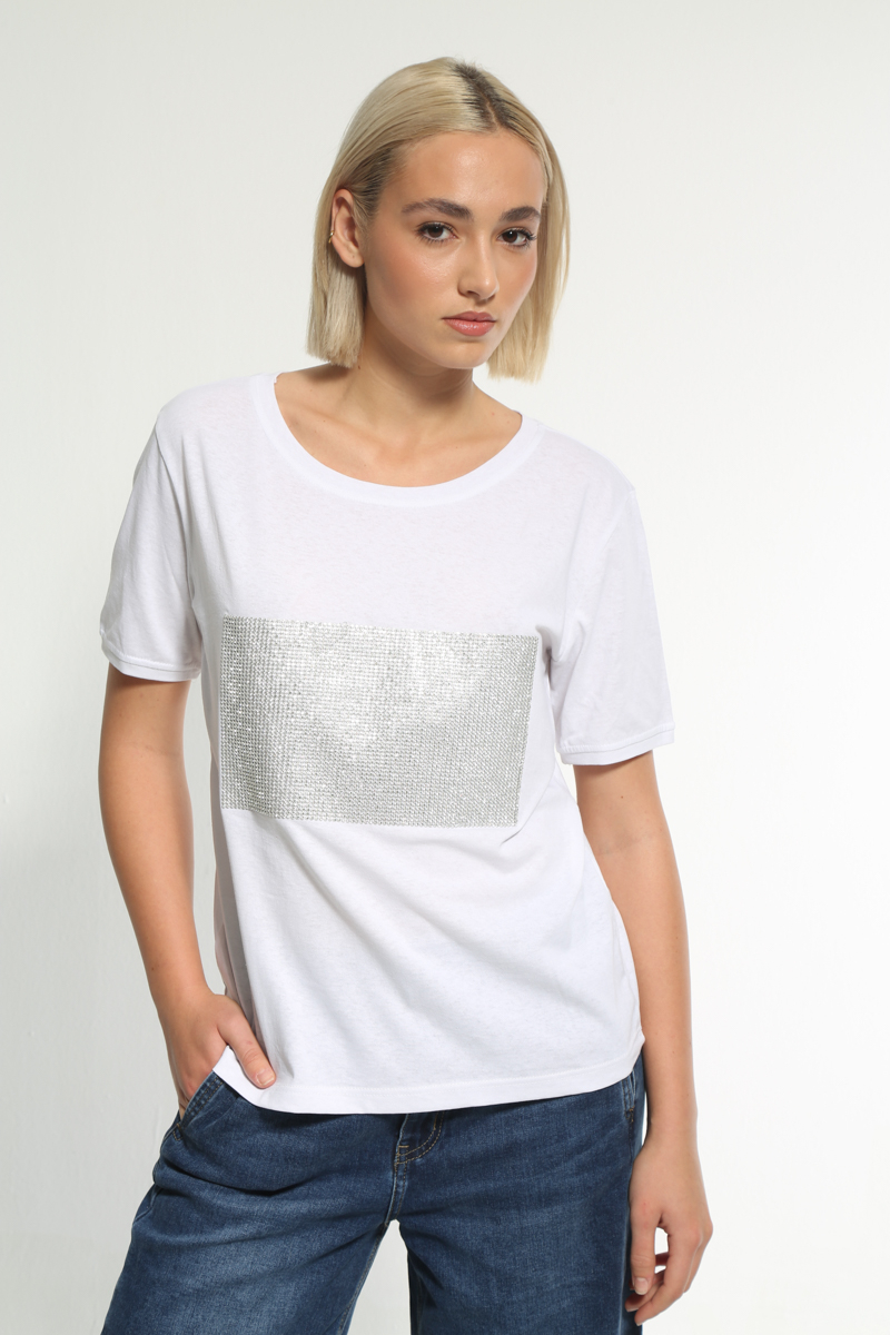 WHITE PATTERNED T-SHIRT