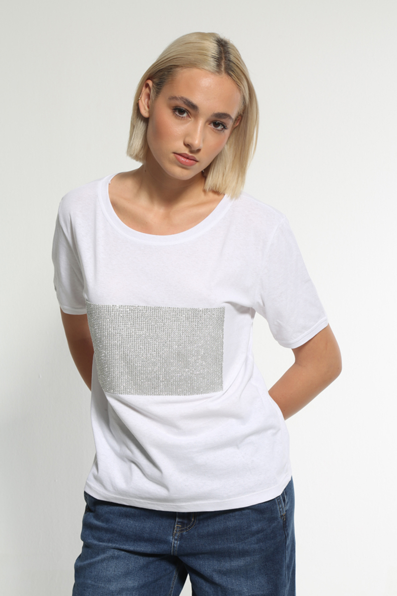 WHITE PATTERNED T-SHIRT